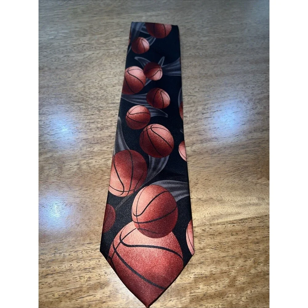 Vintage Ralph Marlin Basketball Orange and Black Tie -‎ 2003 Collectable